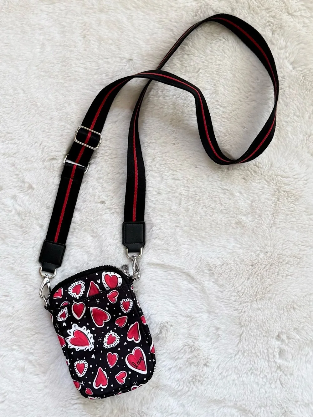 BRIGHTON NEW Hearts A Flutter Utility Bag Whimsical Crossbody Zipper Pouch NWOT